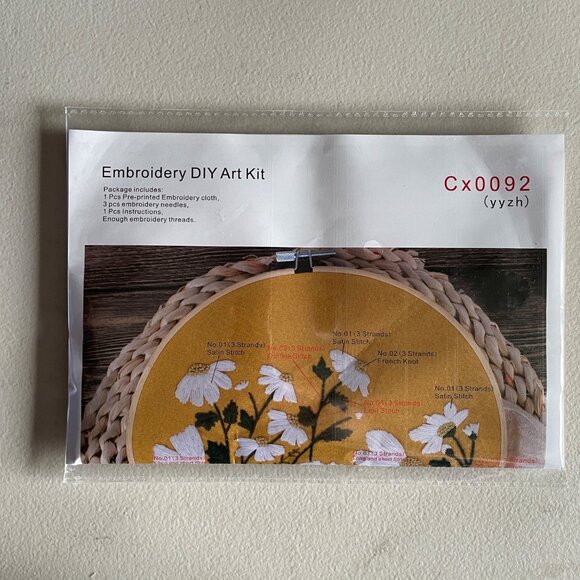 New Embroidery DIY Art Kit Set Pre-Printed Cloth Tools Beginners & Enthusiasts - Picture 7 of 10